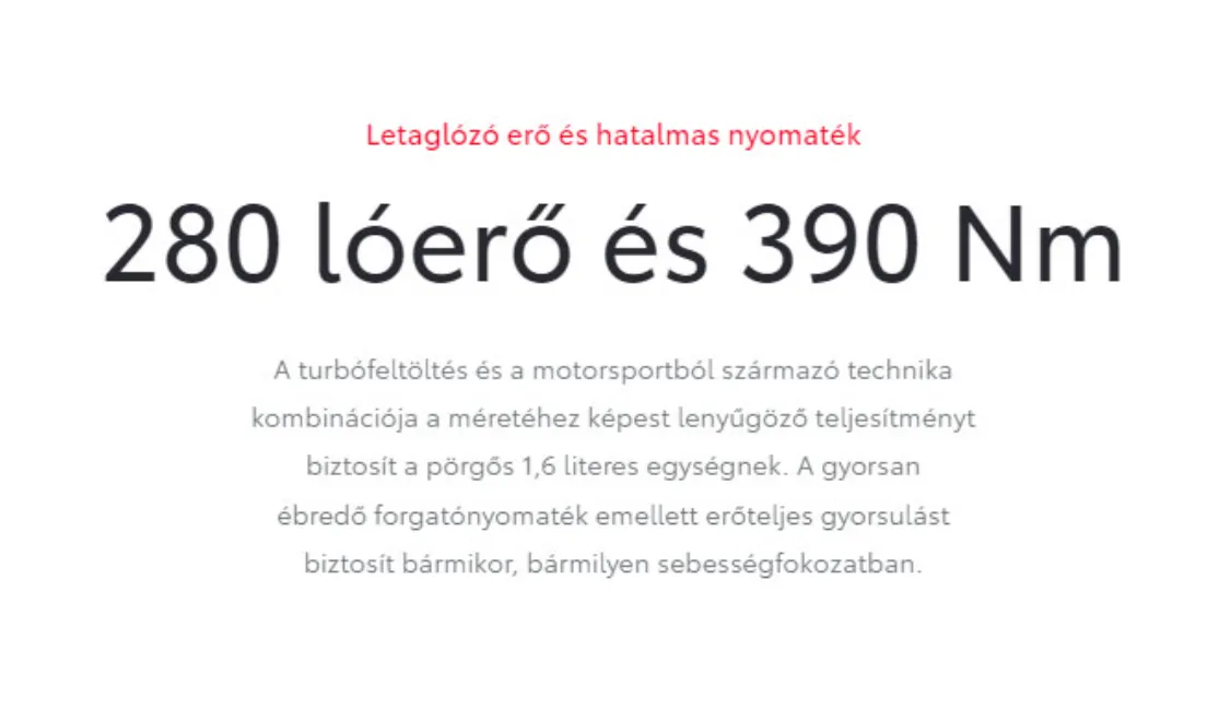 280 lóerő és 390 Nm